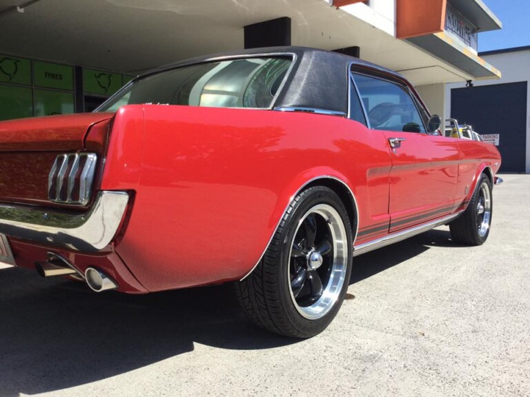 1965 Ford Mustang with 17-inch American Racing Torque Thrust wheels and Winrun R330 tyres