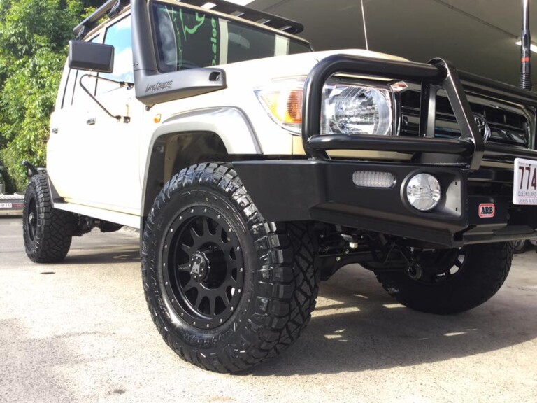 79 Series LandCruiser ute with 17inch Allied Brute wheels and Nitto Ridge Grappler tyres
