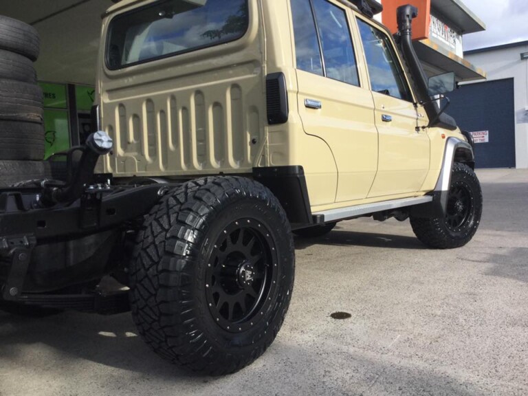 79 Series LandCruiser ute with 17inch Allied Brute wheels and Nitto Ridge Grappler tyres