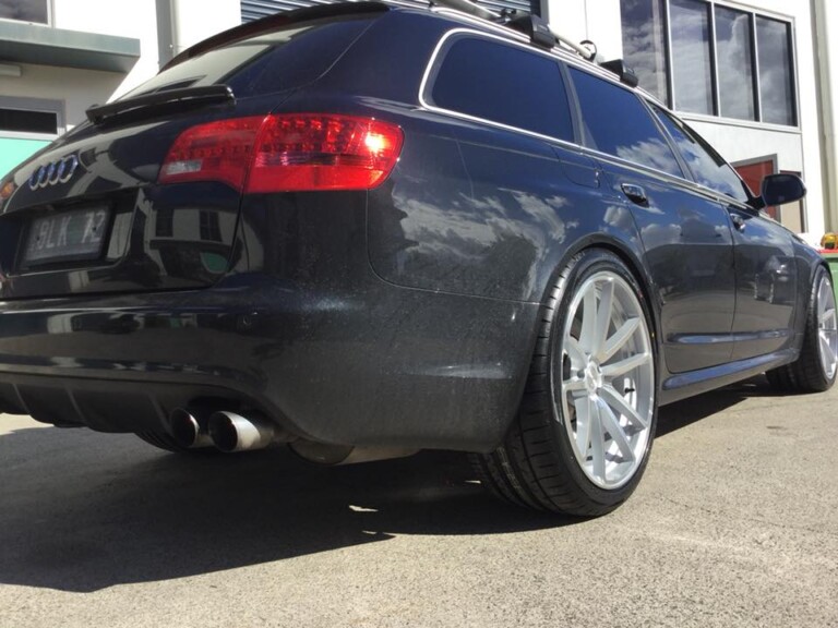 Audi RS6 with 21-inch Rotiform SPF wheels in silver with machined face