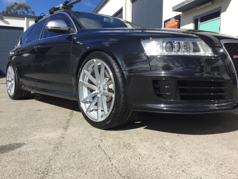 Audi RS6 with 21-inch Rotiform SPF wheels in silver with machined face