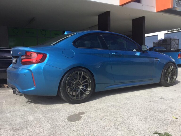 BMW M2 with Koya SF03 wheels, lowered H&R springs and Hankook track tyres