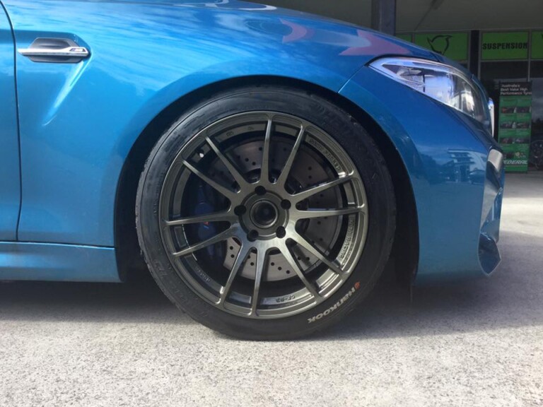 BMW M2 with Koya SF03 wheels, lowered H&R springs and Hankook track tyres