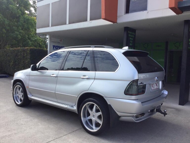 BMW X5 with 20-inch MK Motorsports wheels in silver with machined lip finish