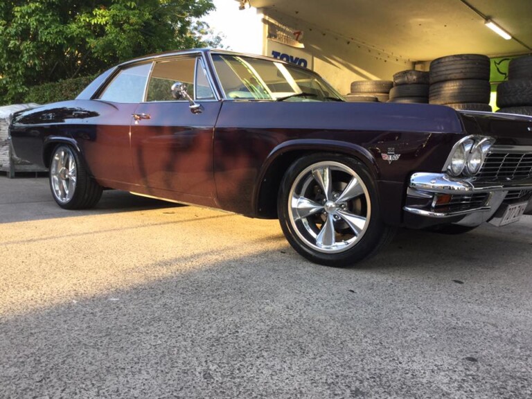 Chevy Impala with 18-inch front and 20-inch rear Boyd Coddington Junkyard Dog wheels