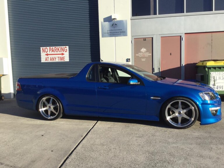 Commodore ute with 20-inch Vision Jagger wheels with machined face and gunmetal inserts