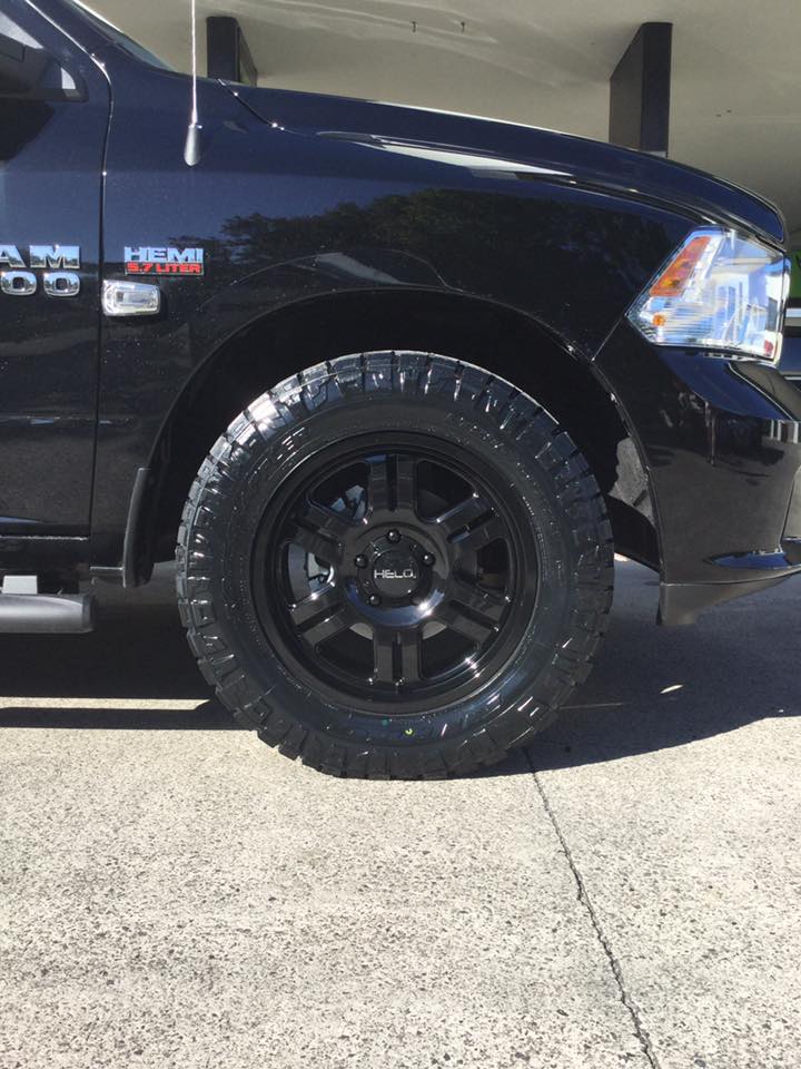 Dodge Ram with 20-inch Helo wheels and Nitto Ridge Grappler tyres