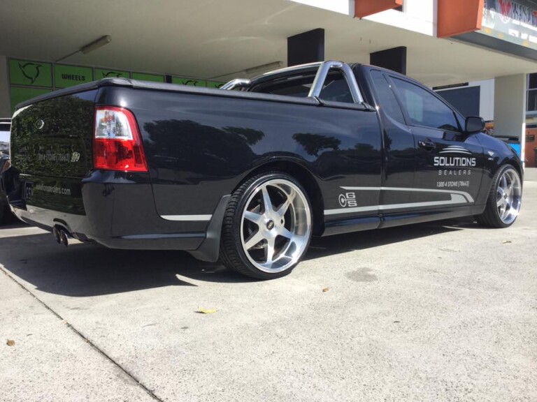 FG Falcon ute with 20-inch Vision Jagger machined wheels in gunmetal