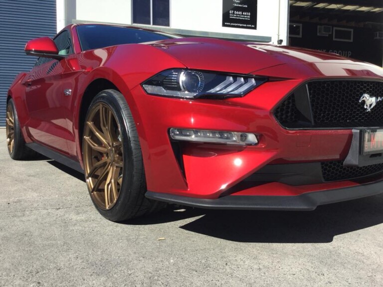 Ford Mustang with 20-inch Koya SF11 wheels and Nitto Invo tyres