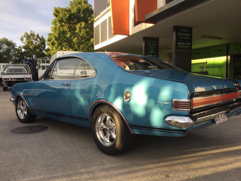 HK Monaro with 15-inch staggered Performance Classic wheels in polished finish