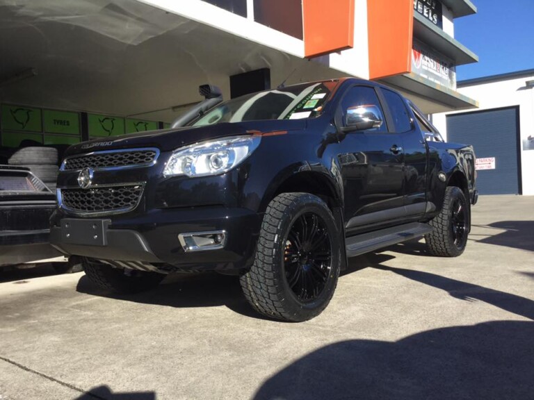 Holden Colorado with 20-inch KMC 677 wheels in full black and Nitto Terra Grappler tyres
