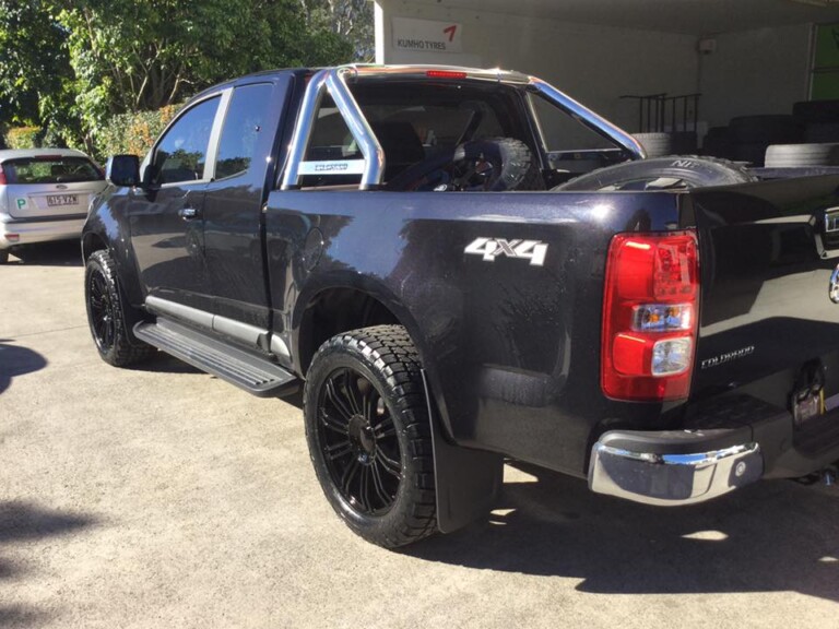 Holden Colorado with 20-inch KMC 677 wheels in full black and Nitto Terra Grappler tyres