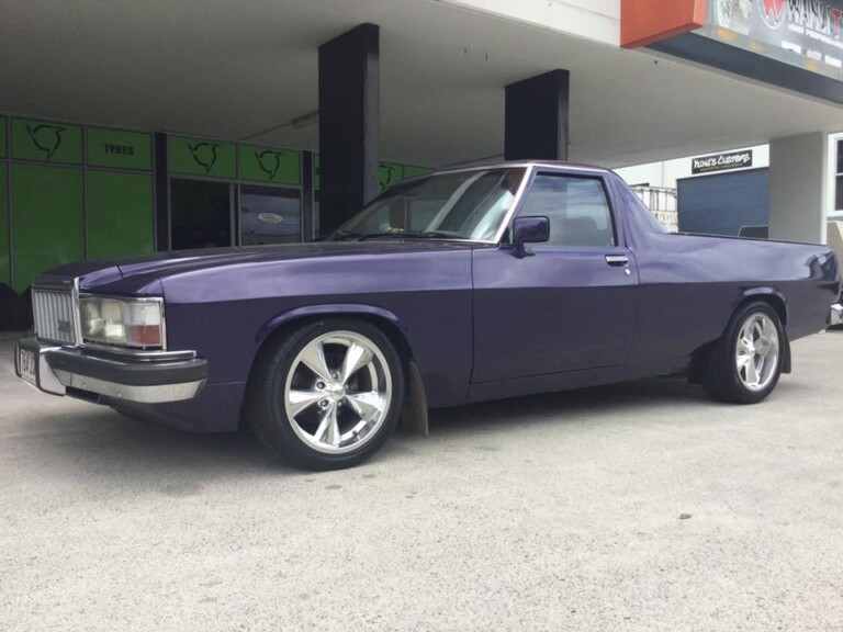 Holden ute with 17-inch staggered Boyd Coddington Junk Yard Dog wheels