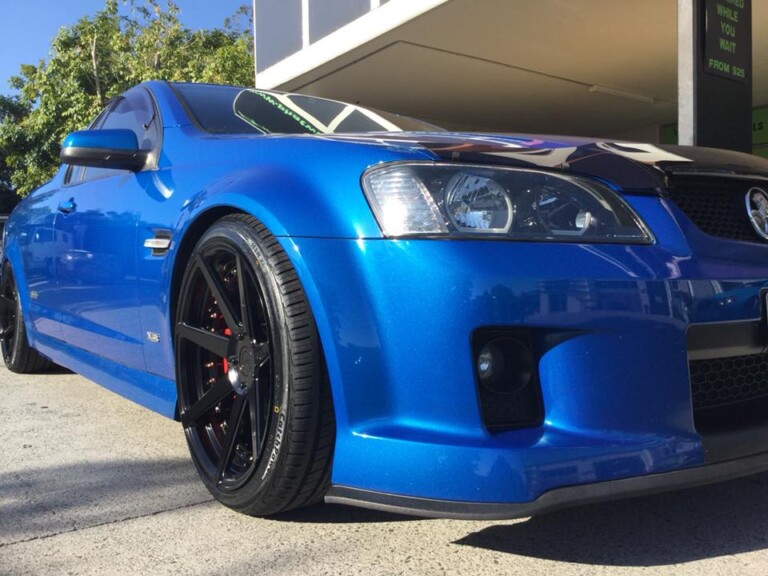Holden VE ute with XYZ coilovers, 20-inch Vertini Dynasty wheels and Windforce tyres
