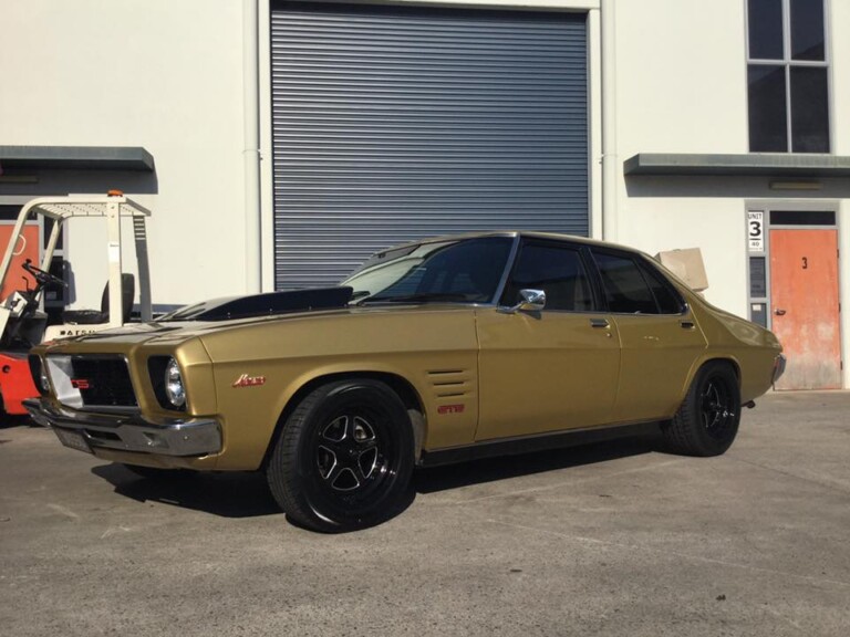 HQ Holden with staggered 15-inch Street Pro wheels in black with milled spokes