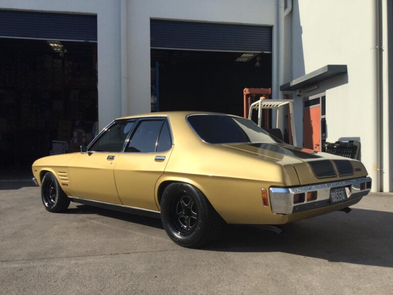 HQ Holden with staggered 15-inch Street Pro wheels in black with milled spokes