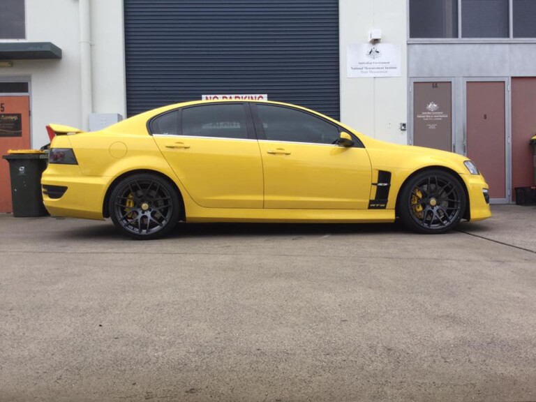 HSV GTS with 20-inch staggered SSW M-Spec wheels, custom centre caps, and Nitto Invo tyres