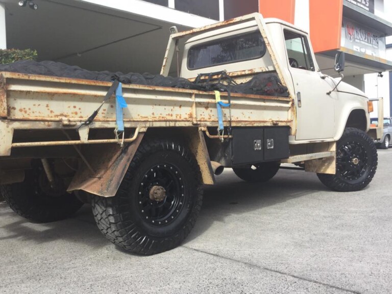 International truck with XD Machete wheels, 20-inch front and 17-inch rear, and 37-inch Nitto Ridge Grappler tyres