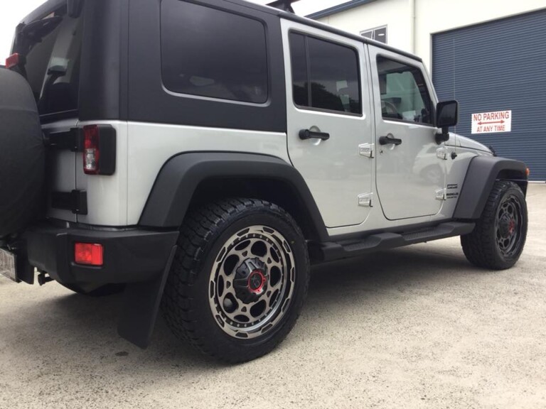 Jeep Wrangler with 20-inch Demo Dog wheels and Nitto Terra Grappler tyres