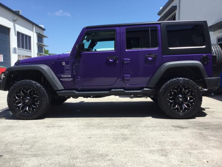 Jeep Wrangler with 18-inch Fuel wheels with milled edges and Nitto Terra Grappler tyres