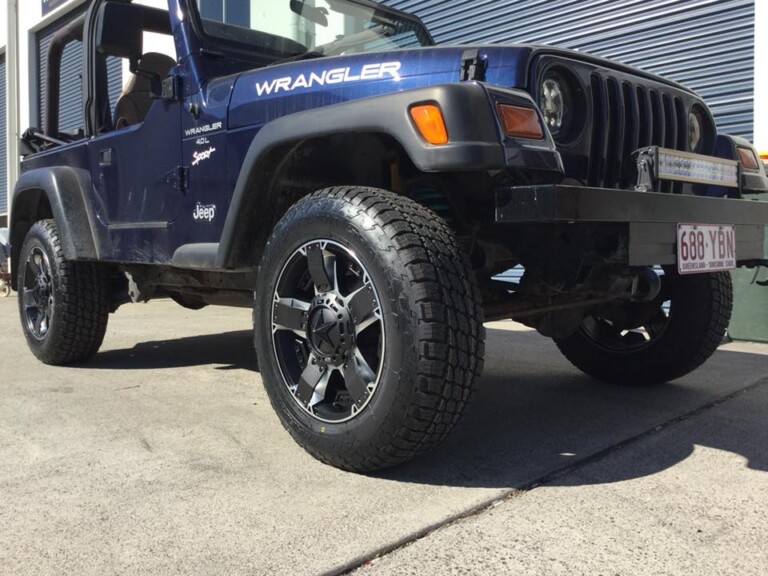 Jeep Wrangler with 17-inch KMC Rockstar wheels and Nitto Terra Grappler tyres