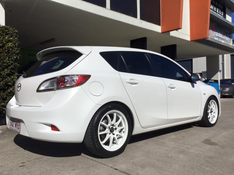 Mazda 3 with 17-inch SSW Rotate wheels and lowered suspension