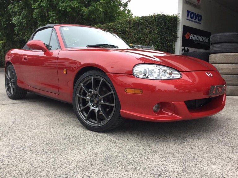 Mazda MX5 with 17-inch SSW Challenge wheels and custom headlights