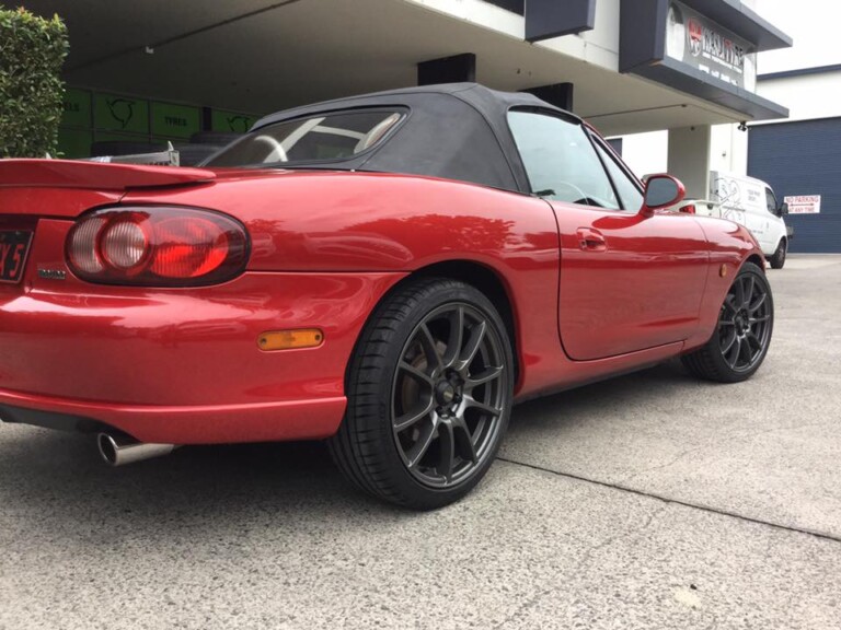 Mazda MX5 with 17-inch SSW Challenge wheels and custom headlights