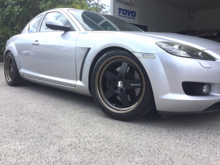 Mazda RX-8 with 18-inch staggered Klutch SL5 wheels and Pace Alventi tyres