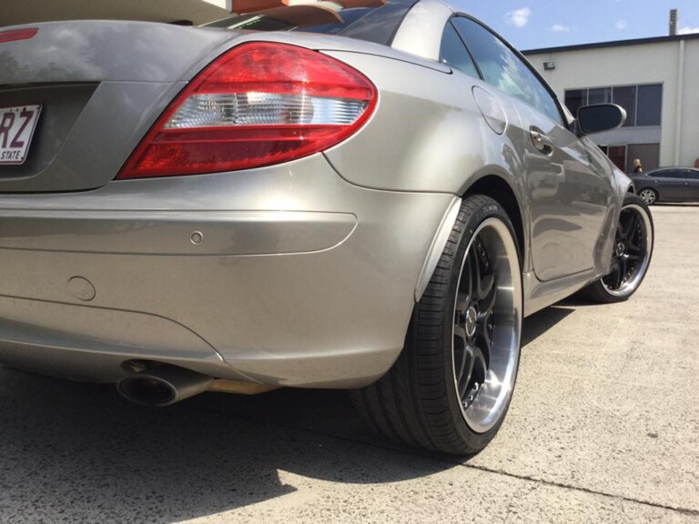 Mercedes SLK 350 with staggered 19-inch HR Racing M-Series L63 wheels and Pace Alventi tyres