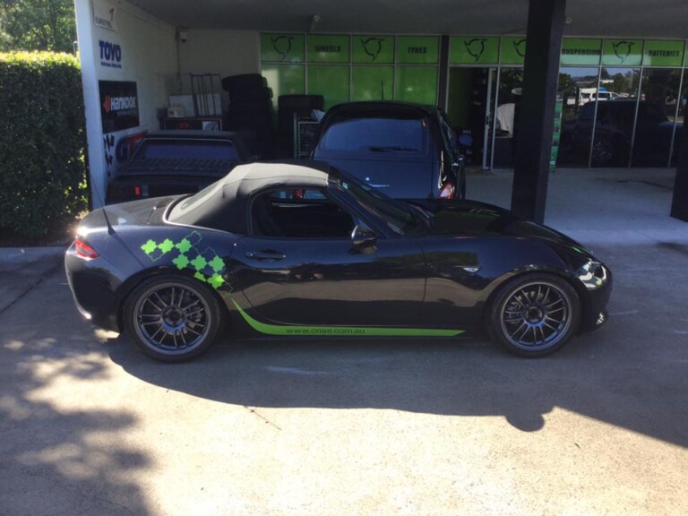 ND Mazda MX-5 with 17-inch Koya SF02 wheels, Federal RSRR tyres, and XYZ coilovers