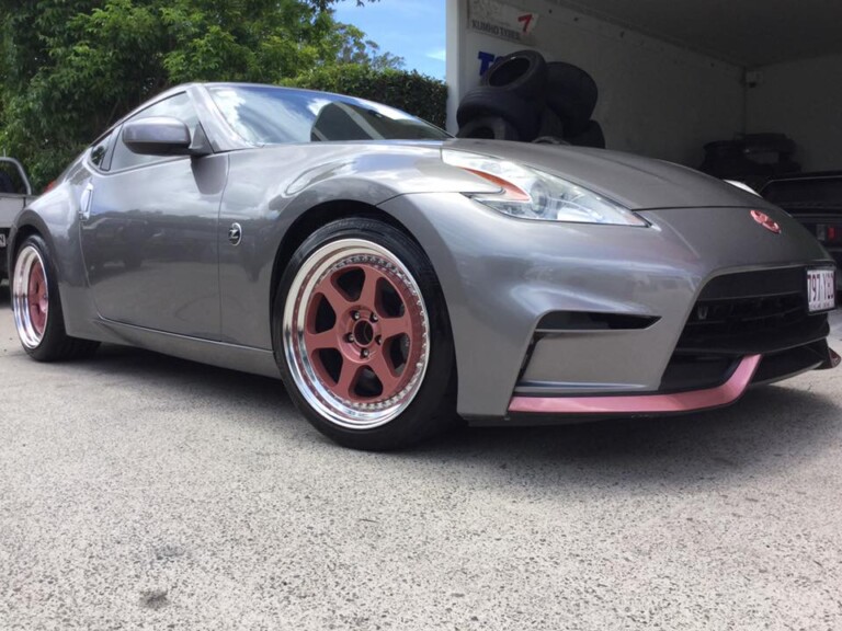 Nissan 370Z with 19-inch staggered Work Meister wheels and Bridgestone tyres