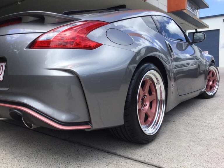 Nissan 370Z with 19-inch staggered Work Meister wheels and Bridgestone tyres
