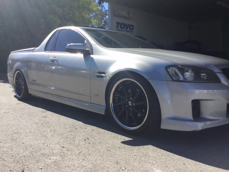 SS Holden ute with staggered 20-inch Hussla Maz wheels