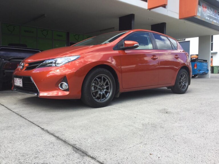 Toyota Corolla with 16-inch SSW Rotate wheels in gunmetal