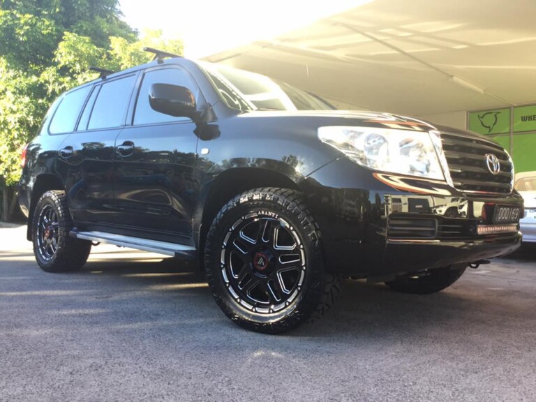 Toyota LandCruiser with Asanti AB-809 wheels in black and Nitto Ridge Grappler tyres