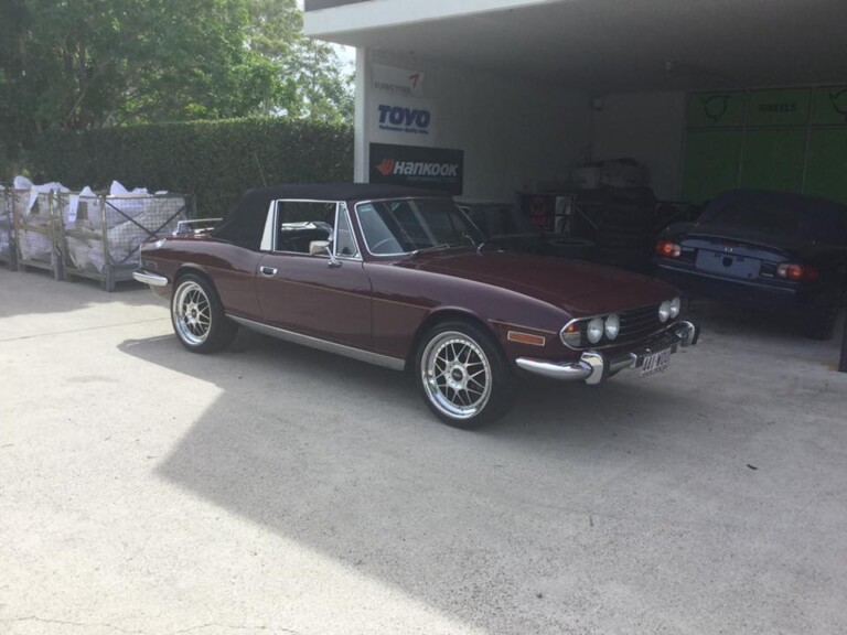 V8 Triumph Stag with 18-inch Vision Raven wheels