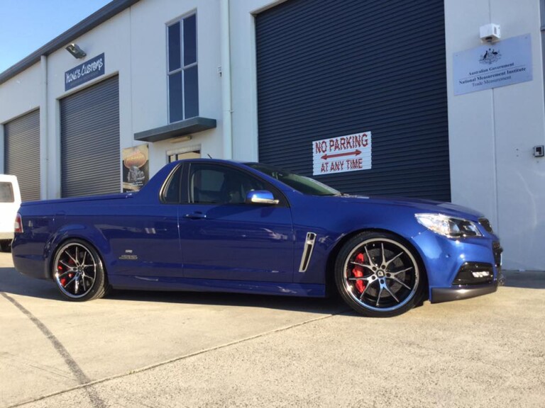 VF SS Comodore ute with Harrop brakes and Lexani R-12 wheels in staggered