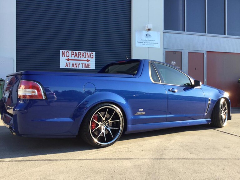 VF SS Comodore ute with Harrop brakes and Lexani R-12 wheels in staggered