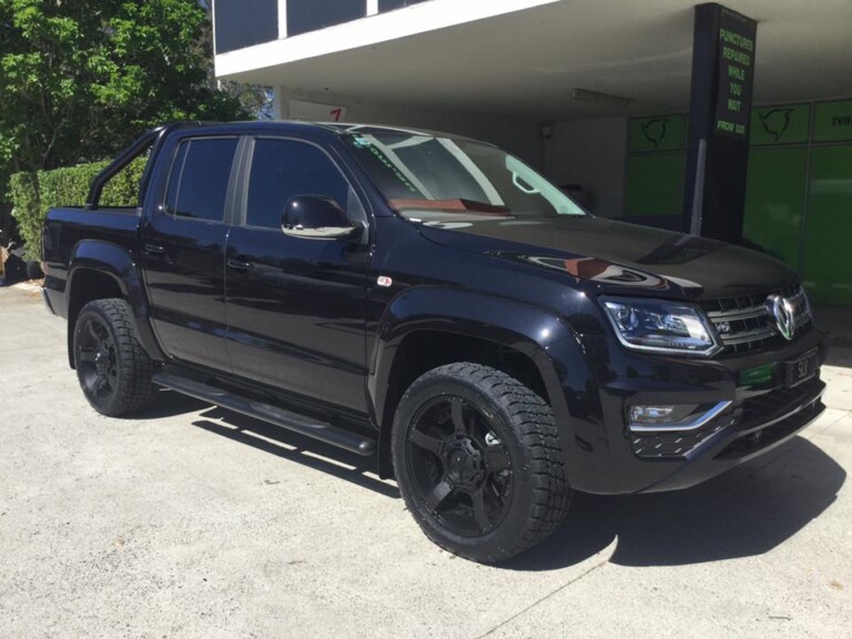 VW Amarok with 20-inch KMC Rockstar 2 wheels in full satin black finish and Nitto Terra Grappler tyres