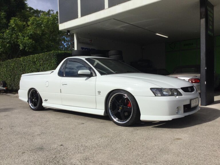 VY SS Holden ute with 19-inch Simmons FR-1 wheels